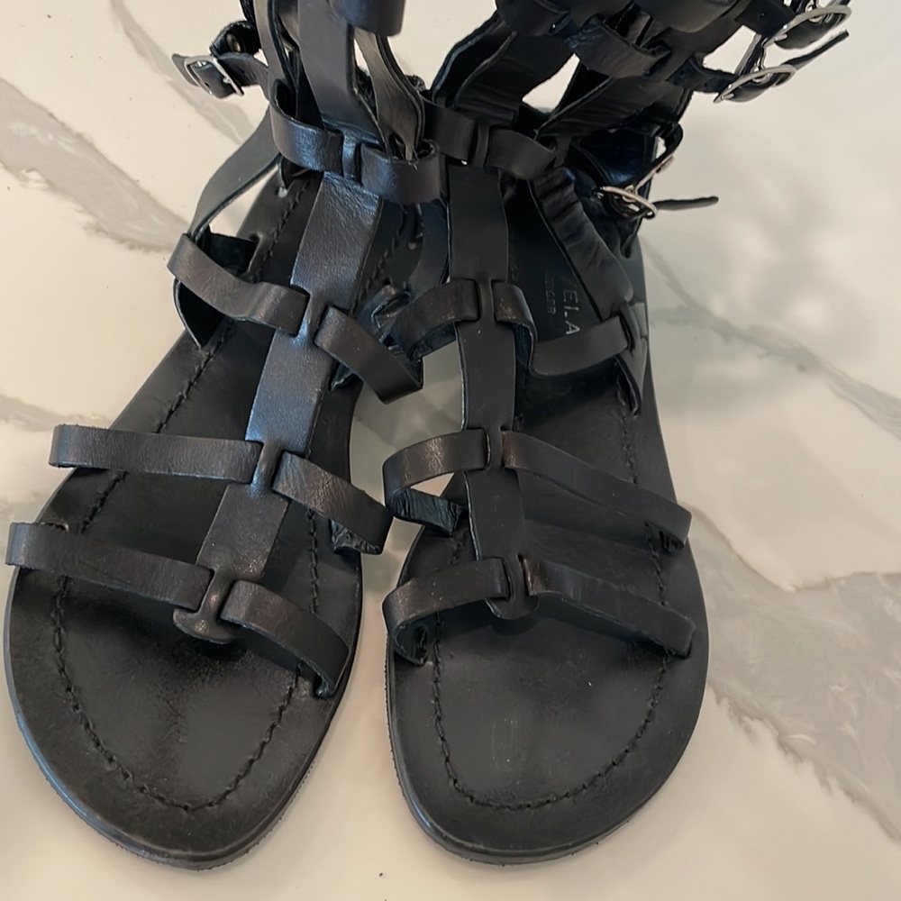 KURT GEIGER CARVELA Black Leather Gladiator Sandals Made in Italy Size 36 (6US) - Picture 10 of 14